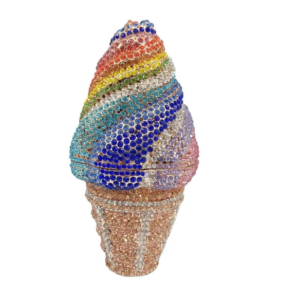 StyleSack Cute Ice Cream Cupcake Rhinestone Clutch - Luxury Twinkling Evening Purse for Women Wedding Party