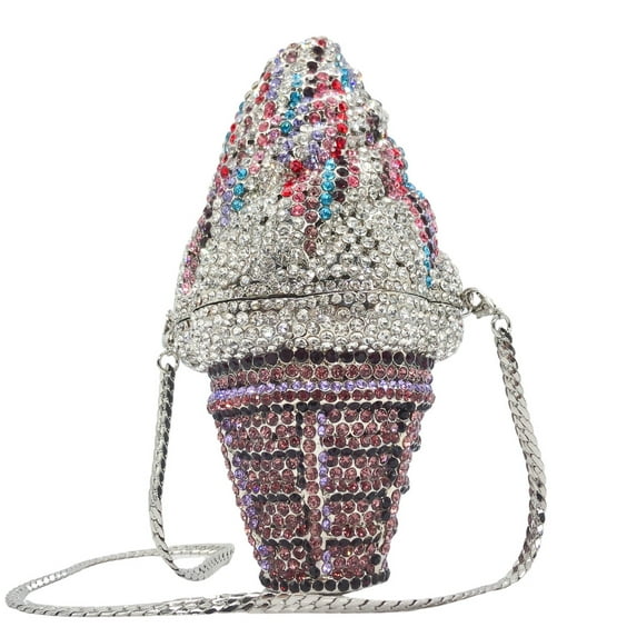 StyleSack Cute Ice Cream Cupcake Rhinestone Clutch - Luxury Twinkling Evening Purse for Women Wedding Party
