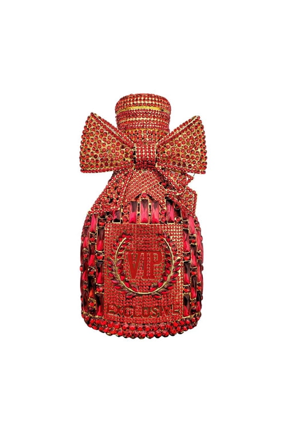 Evening Clutch Bag for Women, Champagne Bottle Shaped Rhinestone Bow Handheld Purse - VIP Party Small Item Storage Crossbody Bag