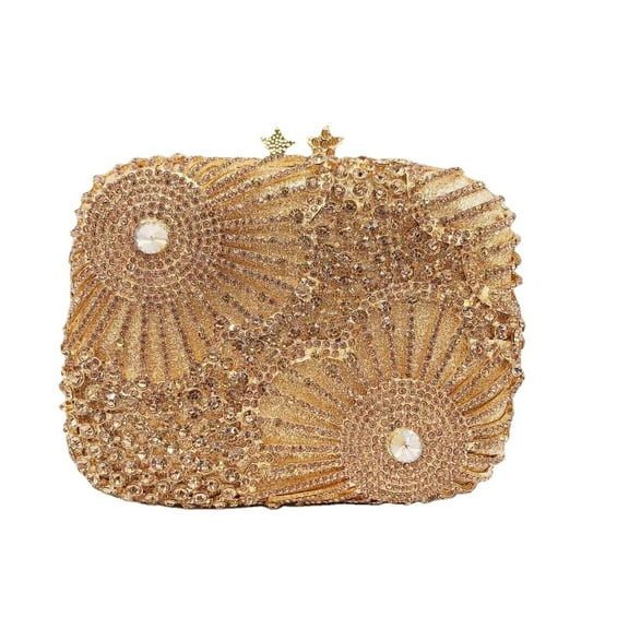 StyleSack Feather Rhinestone Clutch for Women - 3D Crystal Evening Bag, Wedding Party Purse with Chain