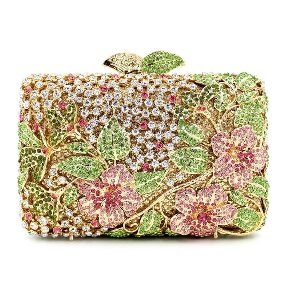 StyleSack Floral Rhinestone Clutch Purse for Women - Crystal Evening Bag for Wedding, Party & Special Events
