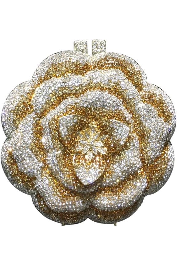 Flower Rhinestone Clutch for Women - Sparkling Phone Fit Evening Purse, Diamond Party Shoulder Bling Bag