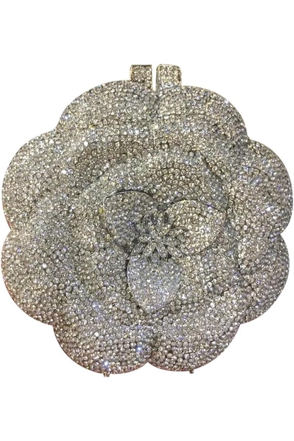 Flower Rhinestone Clutch for Women - Sparkling Phone Fit Evening Purse, Diamond Party Shoulder Bling Bag