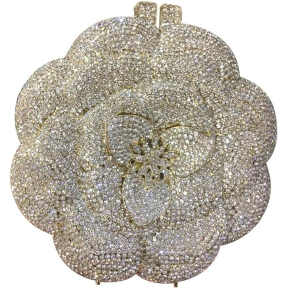 StyleSack Flower Rhinestone Clutch for Women - Sparkling Phone Fit Evening Purse, Diamond Party Shoulder Bling Bag