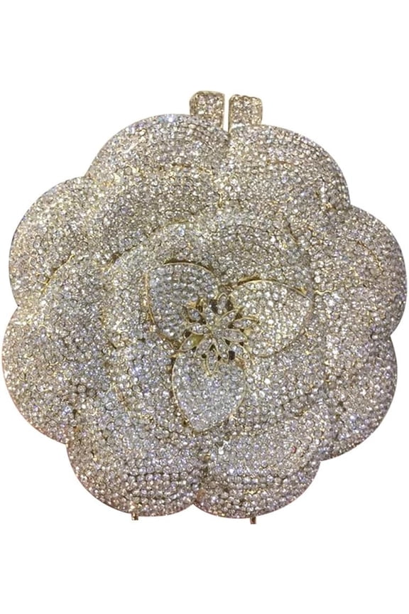Flower Rhinestone Clutch for Women - Sparkling Phone Fit Evening Purse, Diamond Party Shoulder Bling Bag