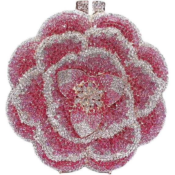 StyleSack Flower Rhinestone Clutch for Women - Sparkling Phone Fit Evening Purse, Diamond Party Shoulder Bling Bag