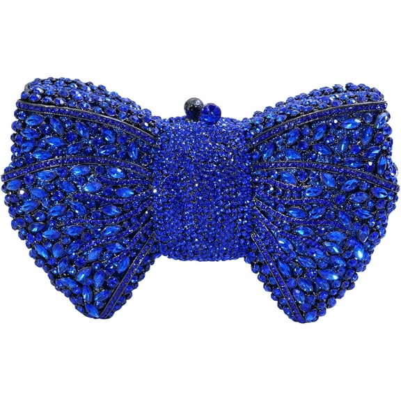 StyleSack Handmade Rhinestone Bow Clutch - Pearl Chain Evening Purse for Women Wedding Party