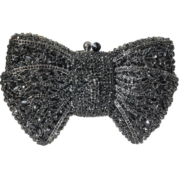 StyleSack Handmade Rhinestone Bow Clutch - Pearl Chain Evening Purse for Women Wedding Party