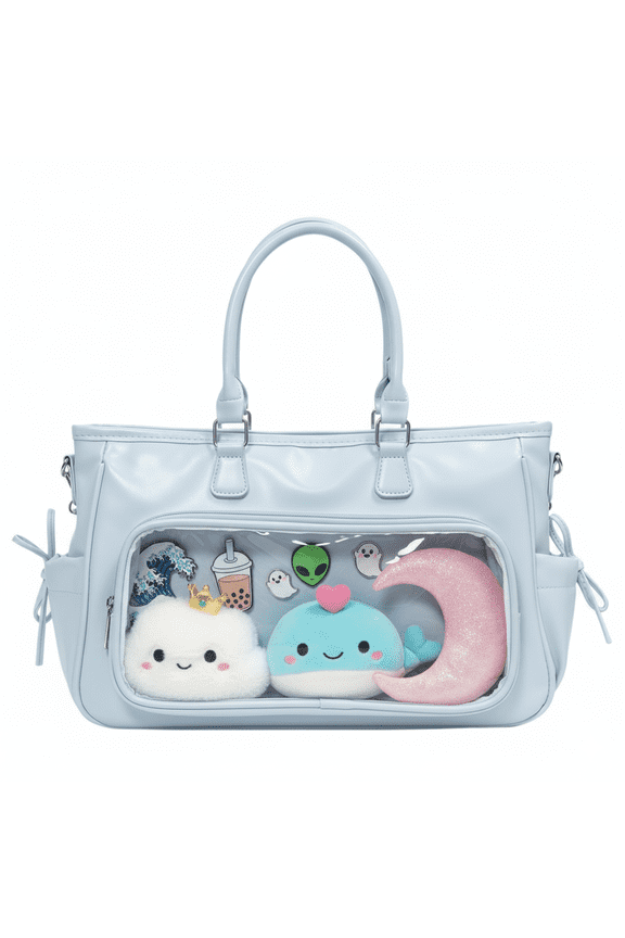 Ita Pins Display Handbag - Hidden Compartment Transparent Bag, Kawaii Pins Display Bag Y2k Anime Japanese Style JK Lolita