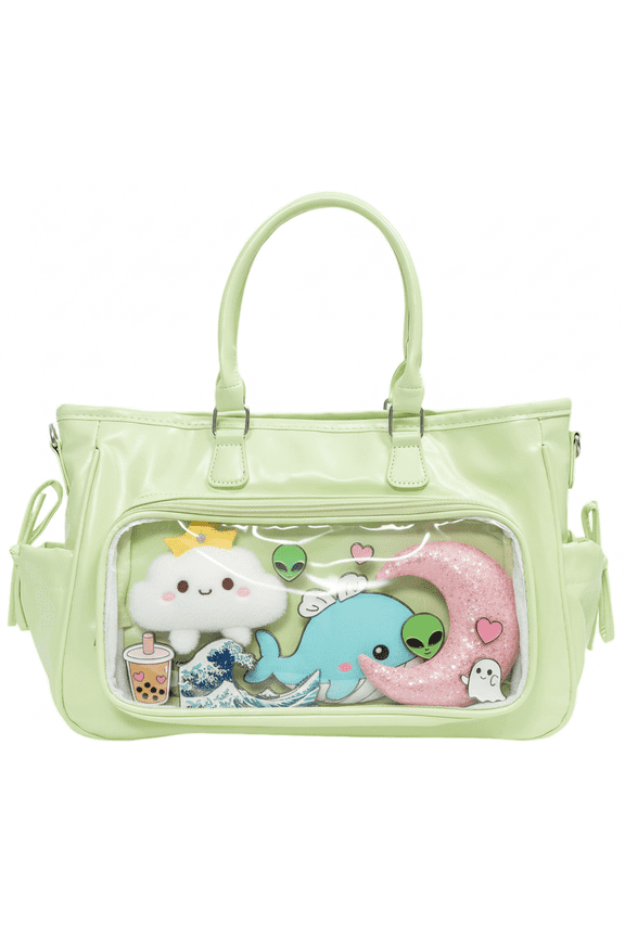 Ita Pins Display Handbag - Hidden Compartment Transparent Bag, Kawaii Pins Display Bag Y2k Anime Japanese Style JK Lolita