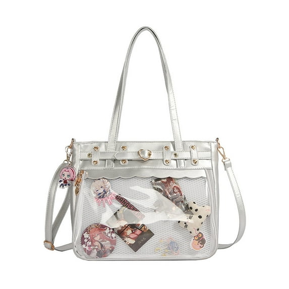 StyleSack Japanese Ita Crossbody Bag - Large Capacity Kpop Tote with Clear Display Panel, PU Leather & Adjustable Strap