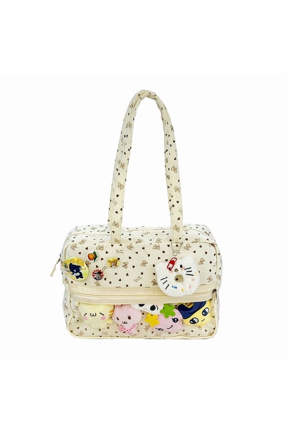 Kawaii Dot Itabag Tote - Clear Window Pins Display Shoulder Bag, Japanese Style Transparent Y2K Harajuku JK Handbag (10×4×7in)​
