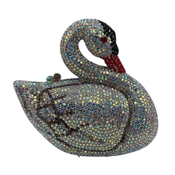 StyleSack Luxury Hand-Embellished Swan Rhinestone Evening Clutch - 3D Crystal Animal Purse with Detachable Chain | Party/Wedding/Gala Accessory