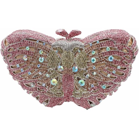 StyleSack Luxury Rhinestone Bowknot Evening Clutch - Sparkling Crystal Handbag with Detachable Chain | Bridal Party/Wedding/Gala Accessory