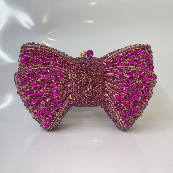 StyleSack New Bow Rhinestone Evening Clutch for Women, Metal Crystal Handheld Purse - Formal Party Gala Prom Bag