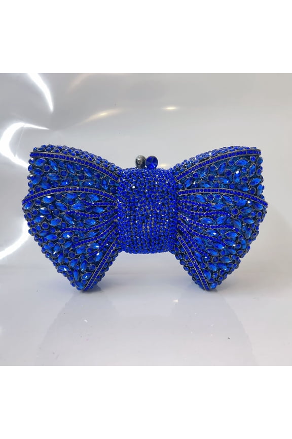 New Bow Rhinestone Evening Clutch for Women, Metal Crystal Handheld Purse - Formal Party Gala Prom Bag