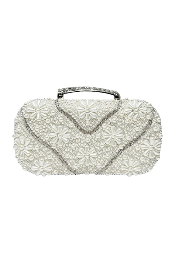 Pearl & Crystal Clutch Bag for Women, Vintage European-American Evening Purse - Trendy Party Handheld Crossbody Bag