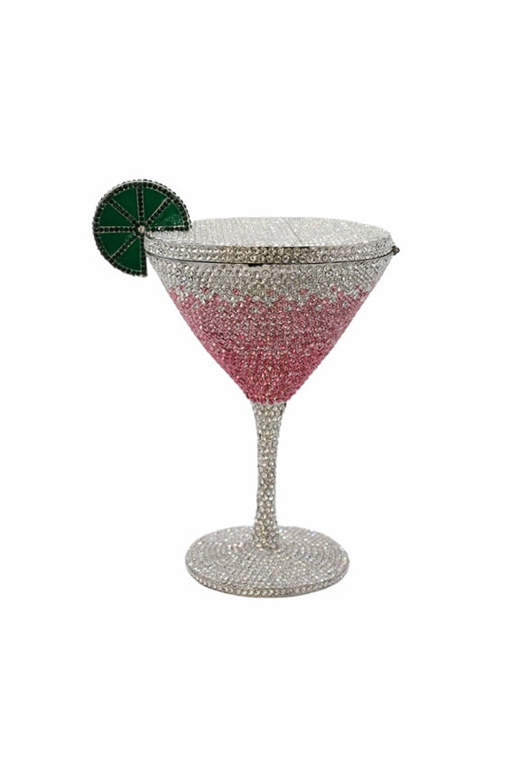 Rhinestone Evening Bag Cocktail Cup Clutch - Crystal Diamond Purse, Wedding Party Prom Handbag (Pink)