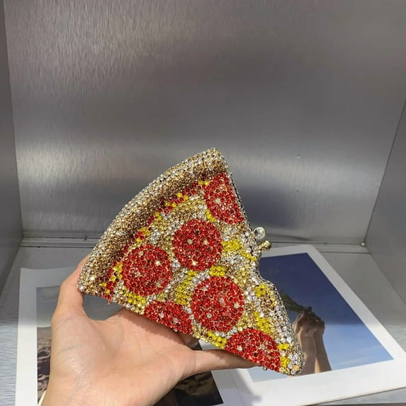 StyleSack Rhinestone Pizza Clutch Purse for Women - Novelty Evening Bag Party Prom Crystal Handbag
