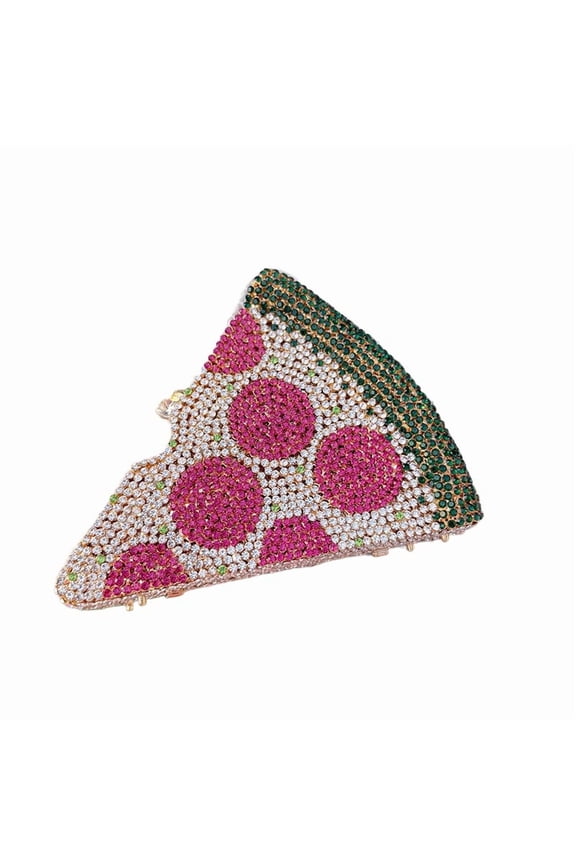 Rhinestone Pizza Clutch Purse for Women - Novelty Evening Bag Party Prom Crystal Handbag