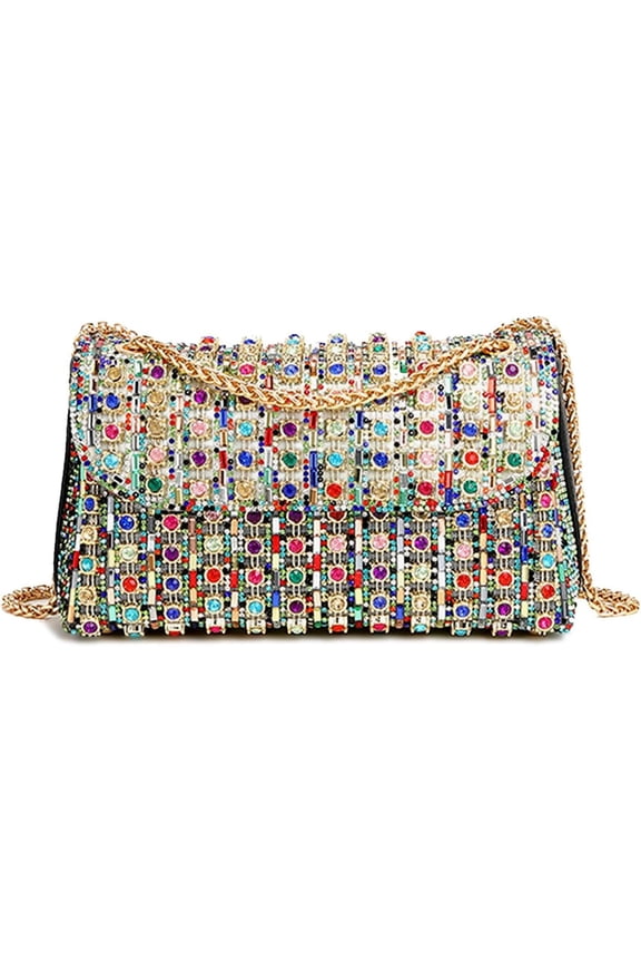 Rhinestones Clutch Purse for Women Sparkly Evening Bag Chain Shoulder Handbag for Cocktail Prom Wedding Party