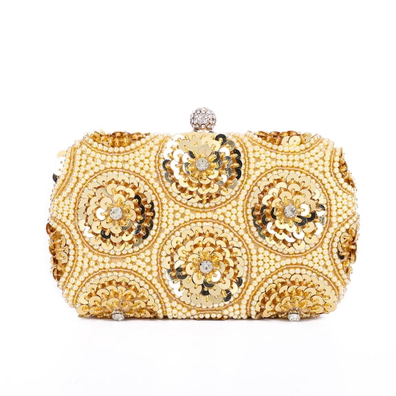 StyleSack Sequin Flower Rhinestone Clutch Bag for Women, Elegant Evening Party Handheld Crossbody Purse - Trendy Formal Qipao Bag