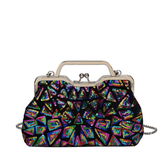 StyleSack Sequin Shell Evening Bag for Women, Stylish Retro Clasp Handheld Crossbody Purse - Trendy Casual Daily Shimmer Shoulder Bag