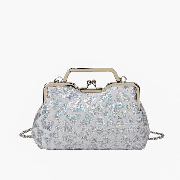 StyleSack Sequin Shell Evening Bag for Women, Stylish Retro Clasp Handheld Crossbody Purse - Trendy Casual Daily Shimmer Shoulder Bag