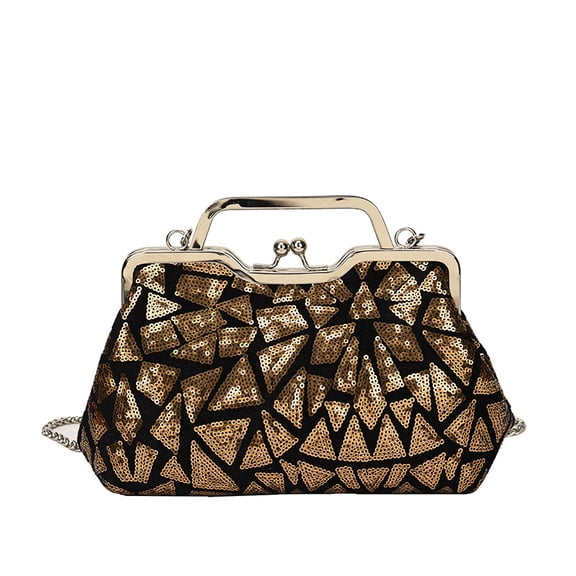 StyleSack Sequin Shell Evening Bag for Women, Stylish Retro Clasp Handheld Crossbody Purse - Trendy Casual Daily Shimmer Shoulder Bag