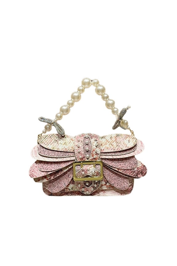 Snake-Print Bow Clutch Evening Bag for Women, 2025 New Leather Crossbody Purse - Trendy Street Style Formal Handheld Bag