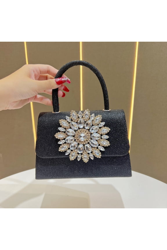 Sunflower Crystal Square Crossbody Bag for Women, Retro Sequin Handheld Evening Purse - Trendy Casual Daily Shoulder Bag