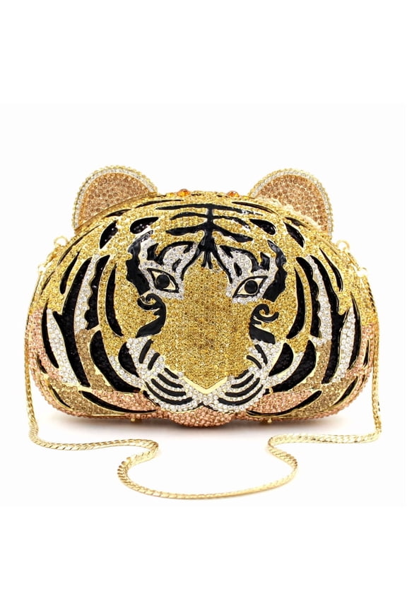 Tiger Rhinestone Clutch Purse for Women - 3D Crystal Evening Bag for Parties, Prom & Weddings