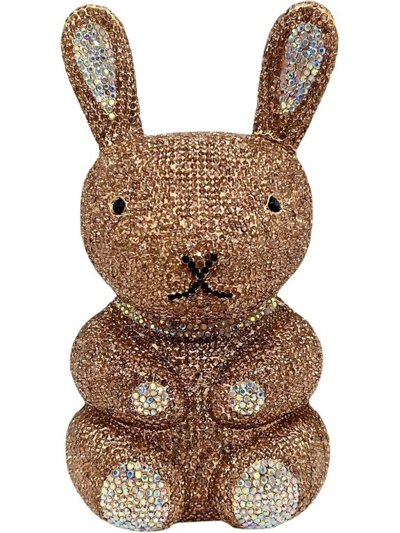 Women Cute Rabbit Rhinestone Evening Bag Glitter Bunny Crystal Clutch Purse for Christmas New Year Party Cocktail