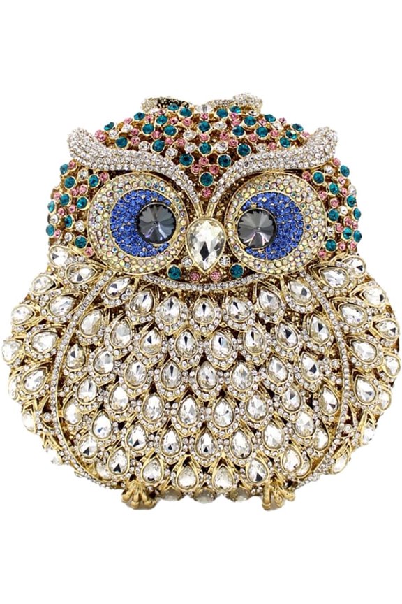 Women Owl Shaped Shoulder Bag Unique Rhinestones handbag Novelty Evening bag for Formal Dinner Music Festive