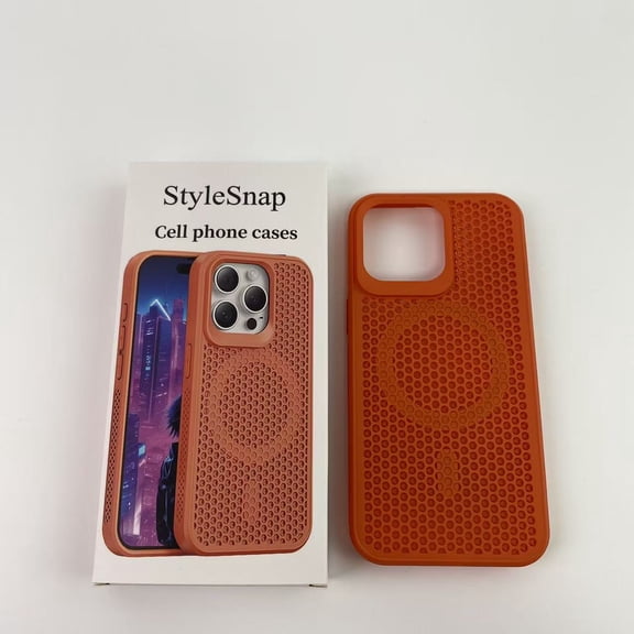 StyleSnap Cell phone cases,Heat Dissipation Honeycomb Mesh, Shockproof Hard PC Slim Cover Orange