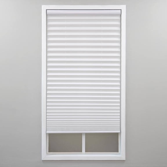 StyleWell White Cordless Light Filtering Polyester Fabric Pleated Shade - 47 in. W x 64 in. L