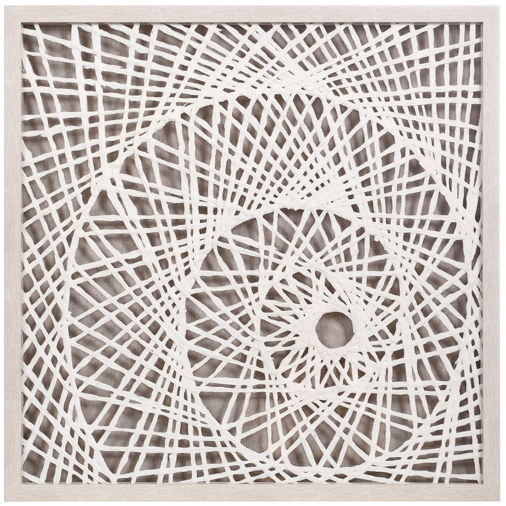 Abstract Illusion Rice Paper Shadow Box Wall Art with Birch Frame