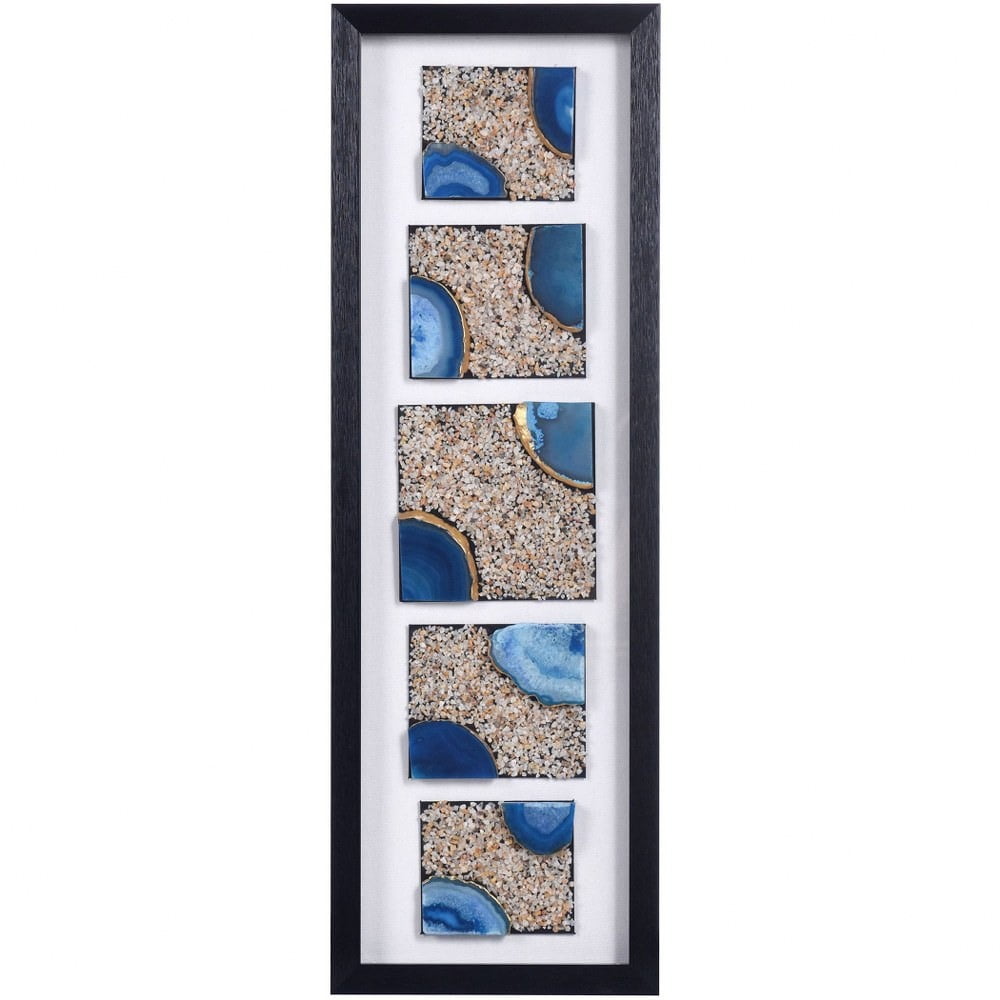 Agate Blue Shadow Box Wall Art with Black Frame