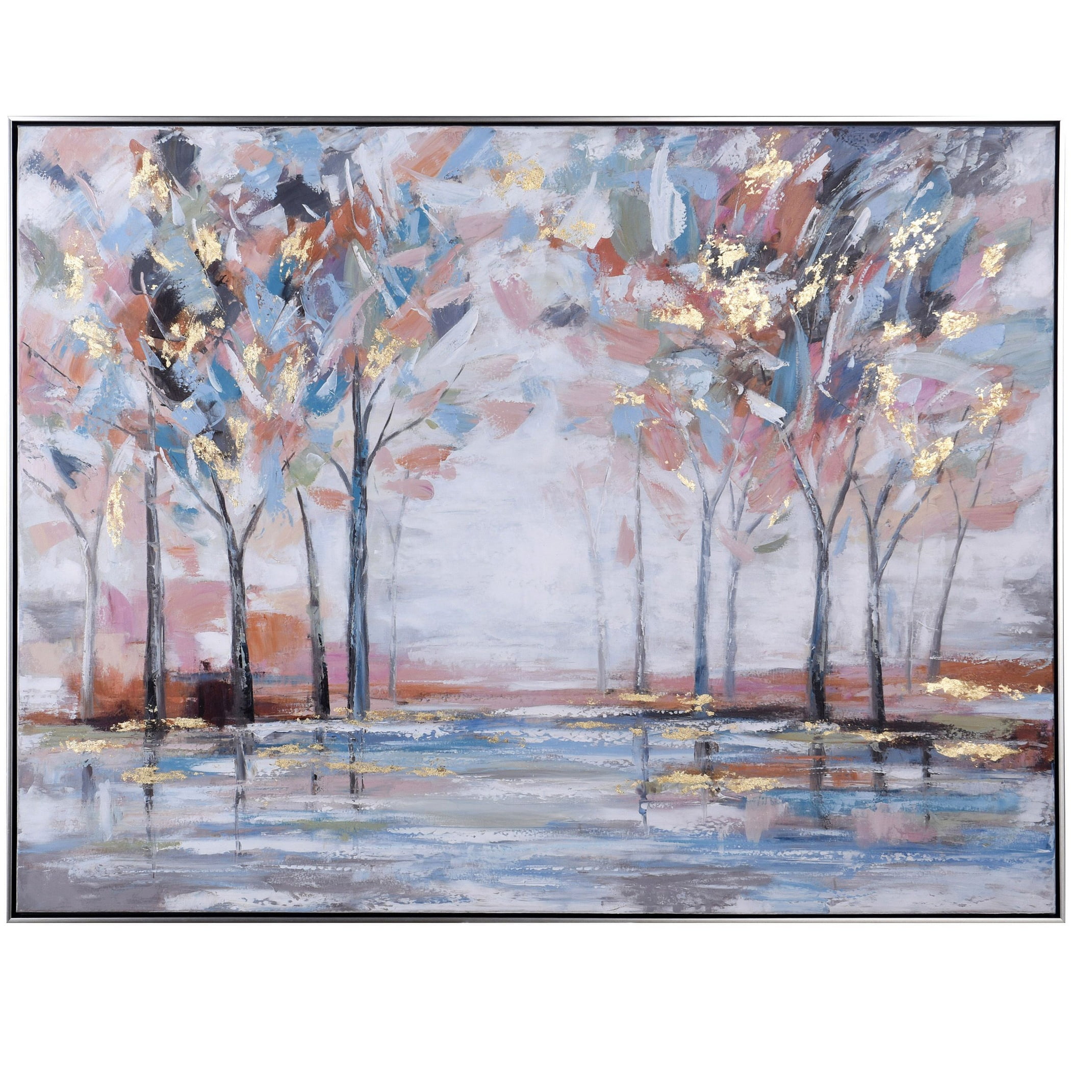 Hand Painted Abstract Landscape Canvas with Gold Foil Accents