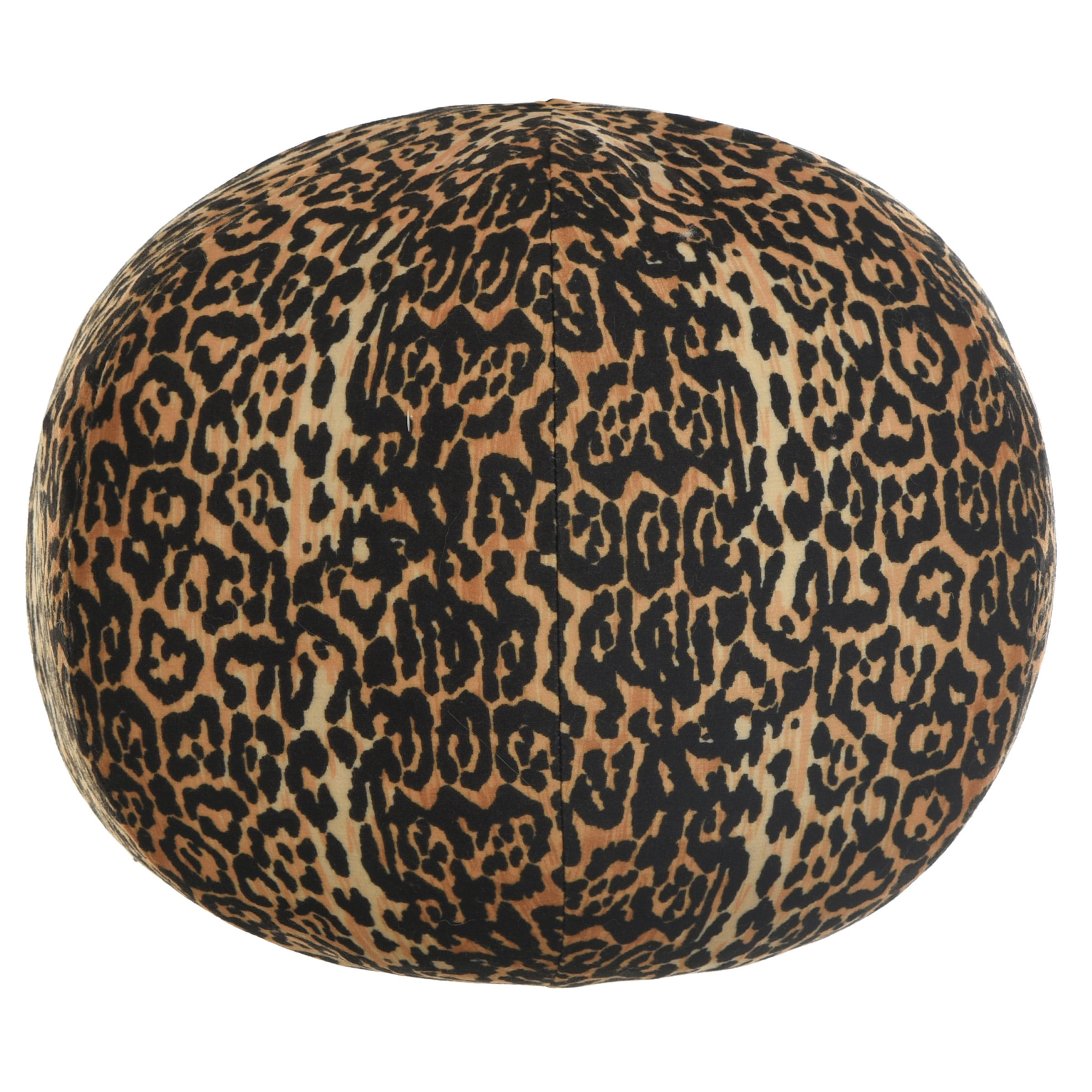 Leopard Print Round Velvet Throw Pillow with Feather Filling