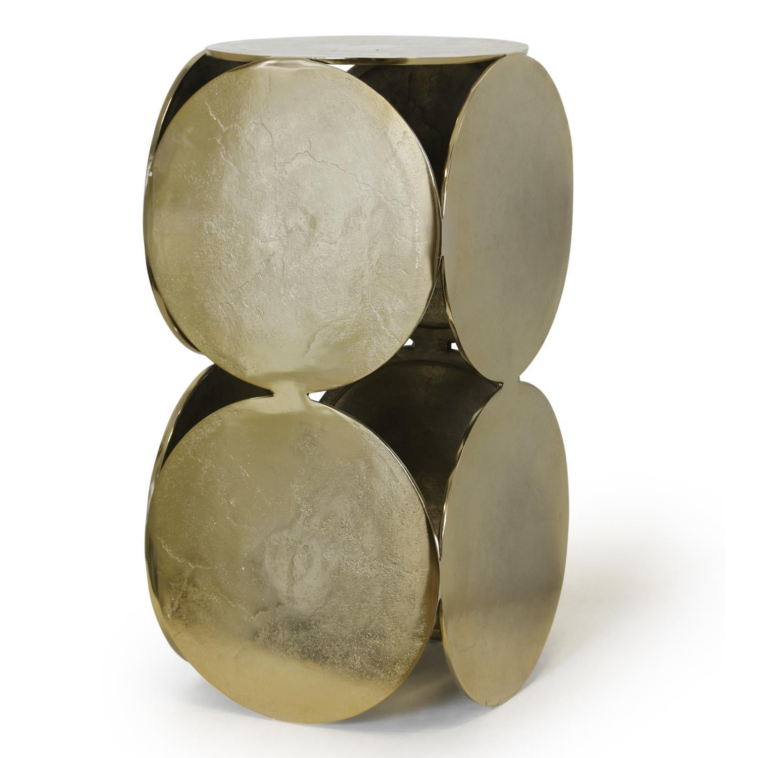 Champagne Gold 24" Round Aluminum Sculpted Side Table