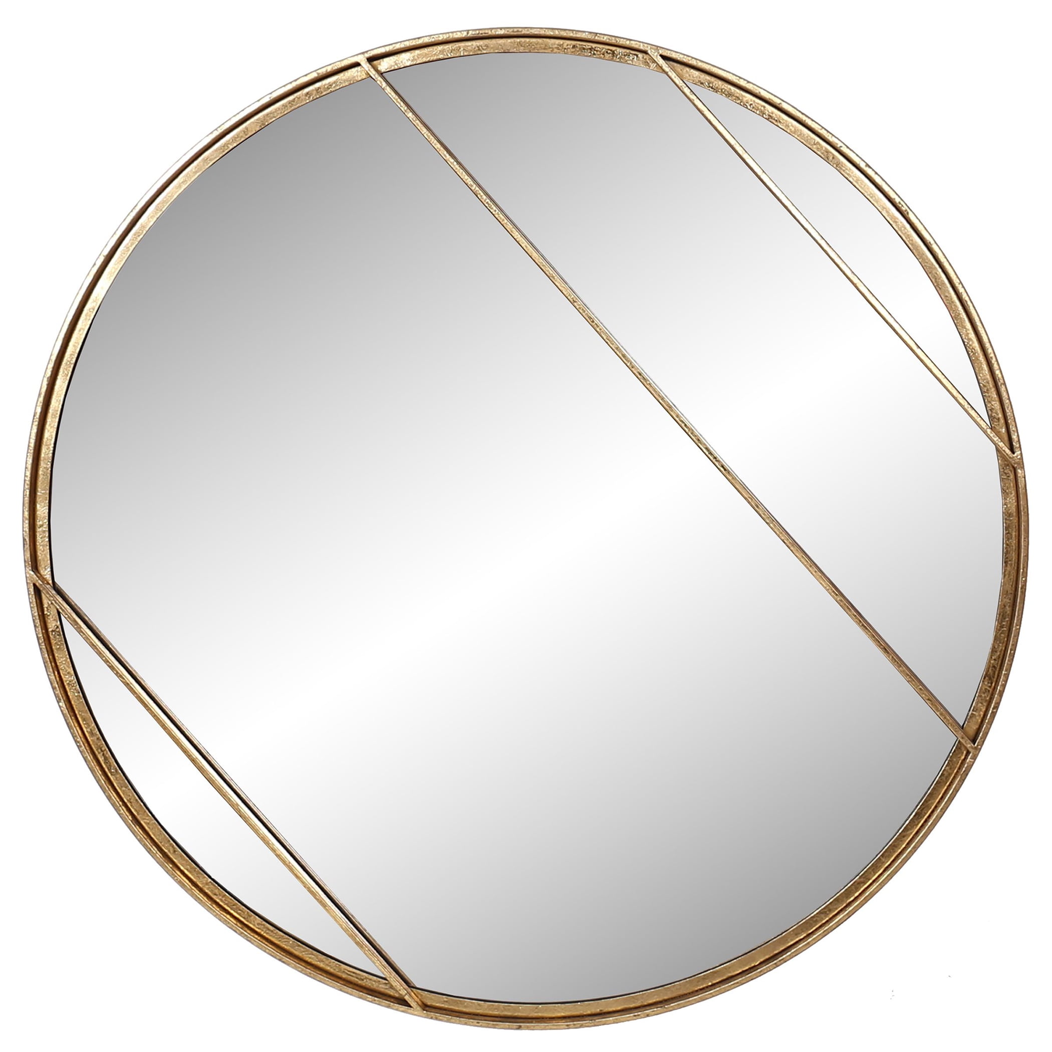 Elegant Geometric Gold Round 30" Dresser Mirror