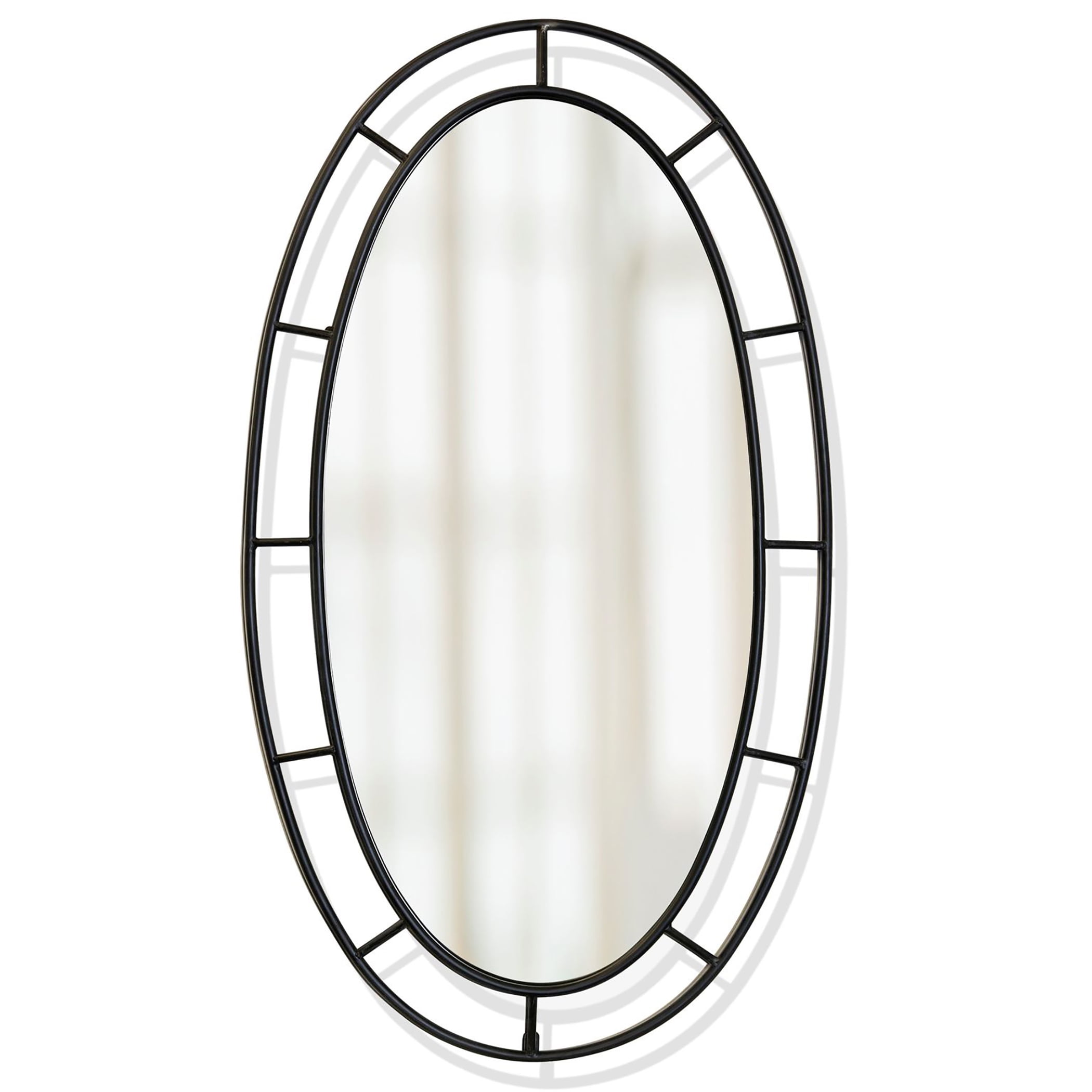 Silver Oval Full-Length Mirror with Iron Frame