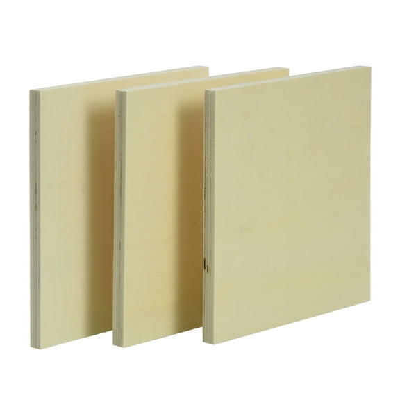 Stylecraft Plywood Unfinished Panel, Square Design, 6"x 6" Beige (3 Pieces) 1.2 lbs.