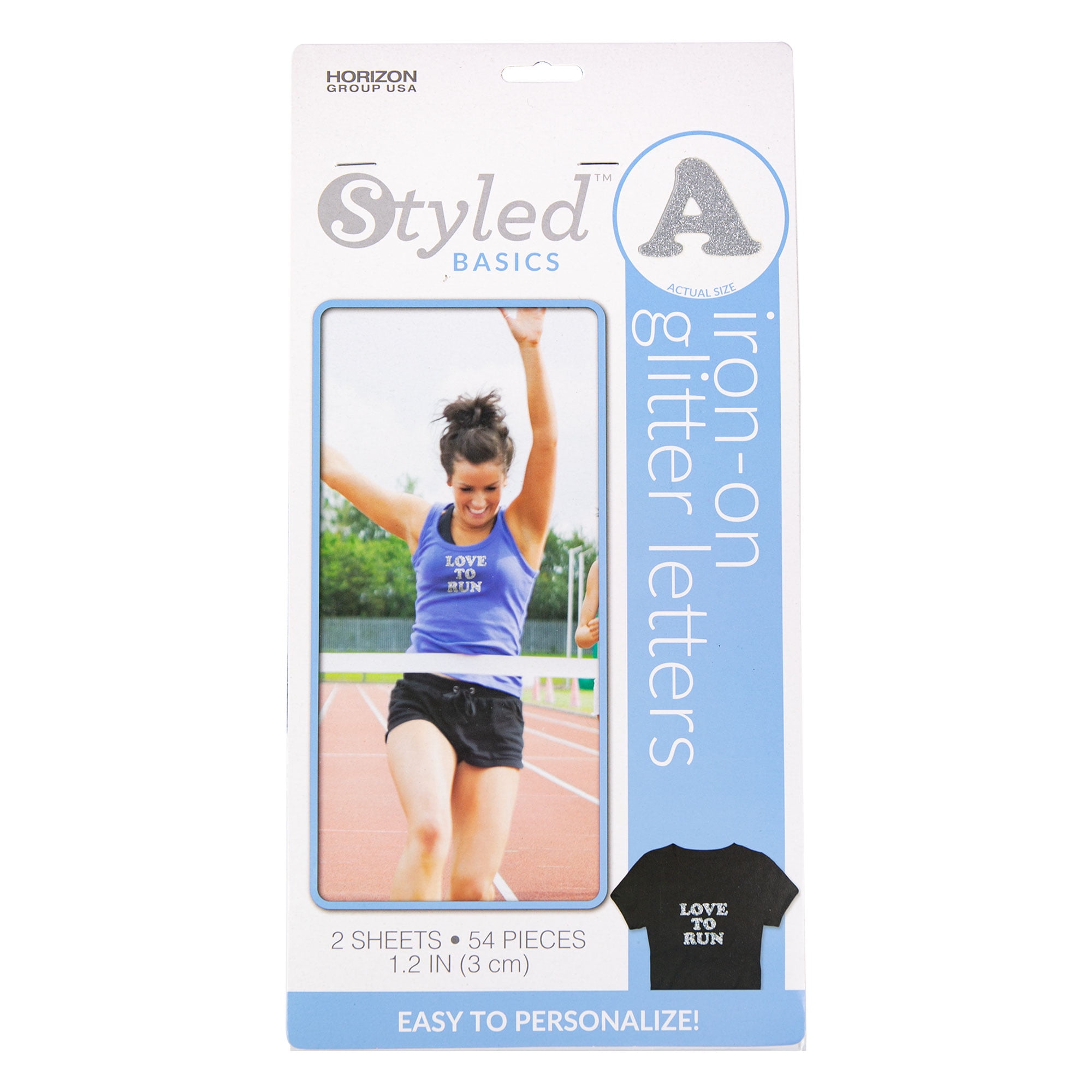 Styled Basics 1.22” Silver Glitter IronOn Letters, 2 Sheets, 54 Pieces