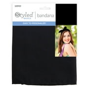 Styled Basics Solid Black Bandana, Unisex, Adult, 100% Cotton, 22" x 22"