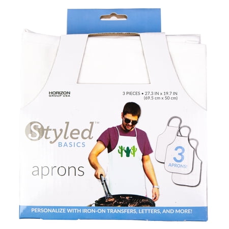 Styled Basics White Canvas Aprons, Includes 3 Aprons Measuring 27.3” x 19.7” Each, Adjustable Waist Ties, Packaging May Vary