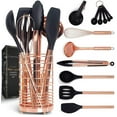 thumbnail image 1 of Styled Settings Black & Copper Silicone Kitchen Utensils Set with Copper Utensil Holder, 1 of 9