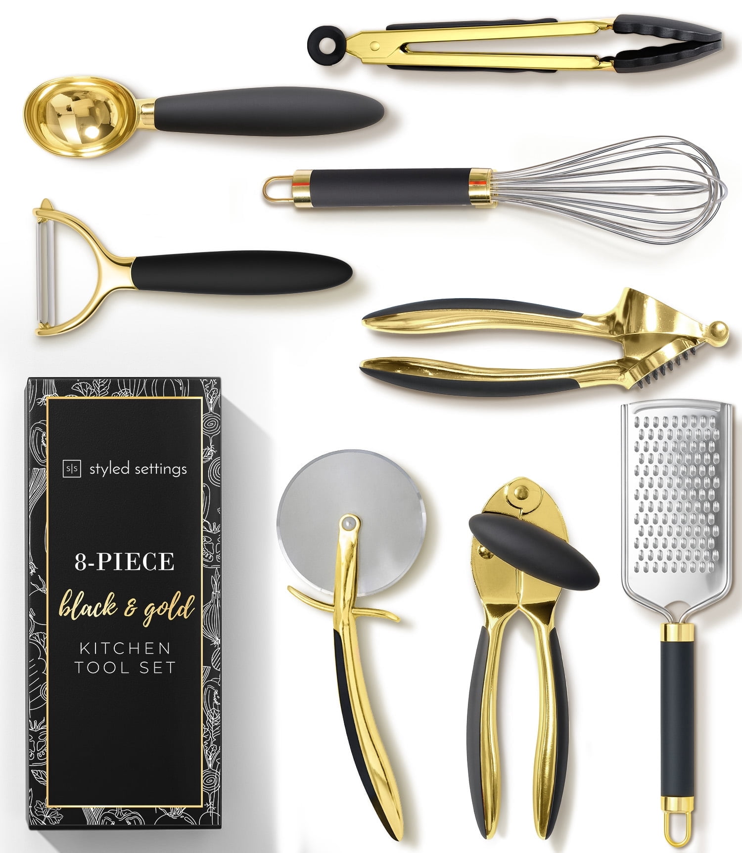 Styled Settings Black & Gold Silicone Kitchen Tools Set
