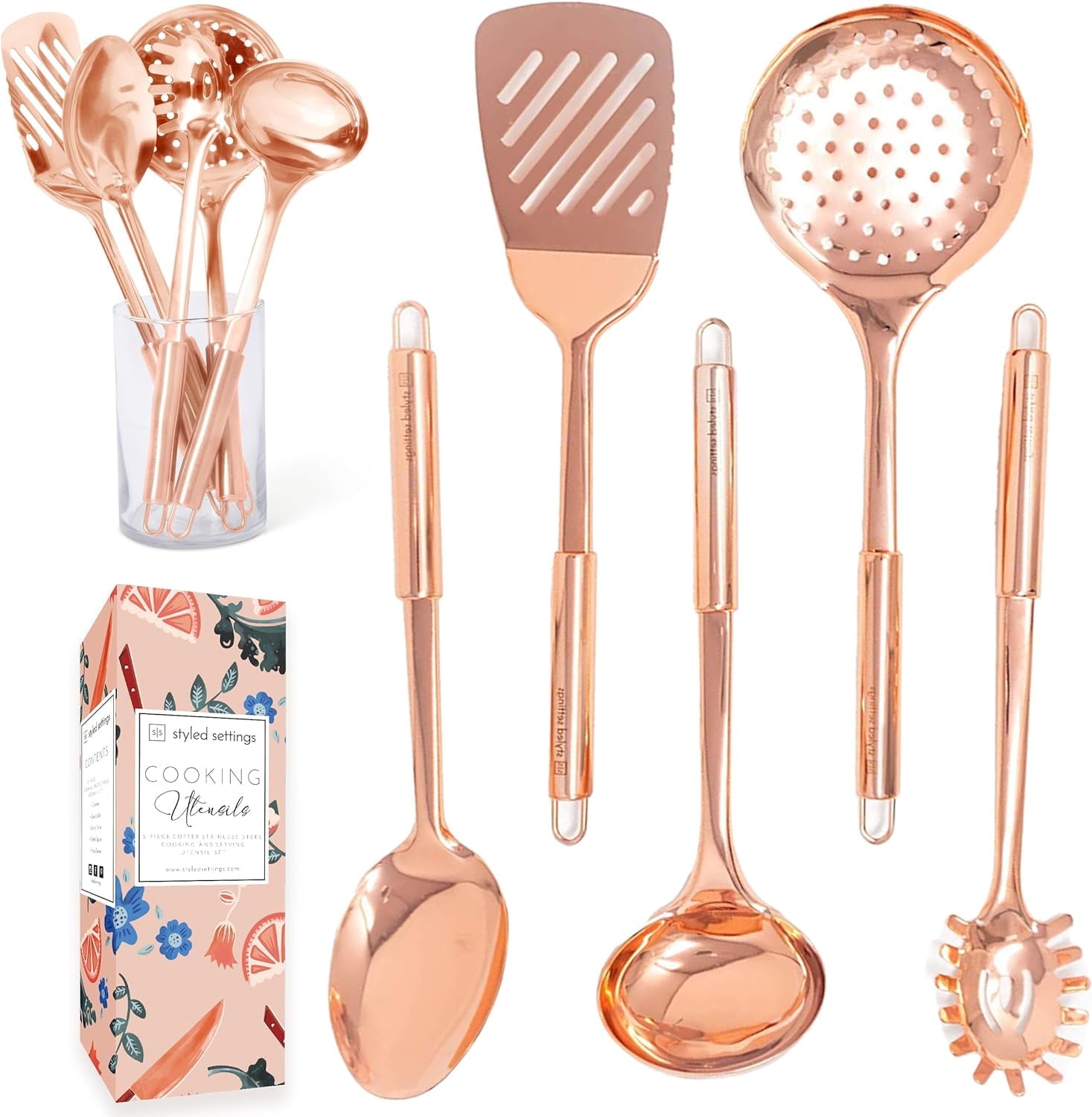 Copper Stainless Steel Cooking Utensils Set